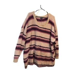 Torrid Popcorn Knit Drop Shoulder Pink & Purple Stripe Sweater 5